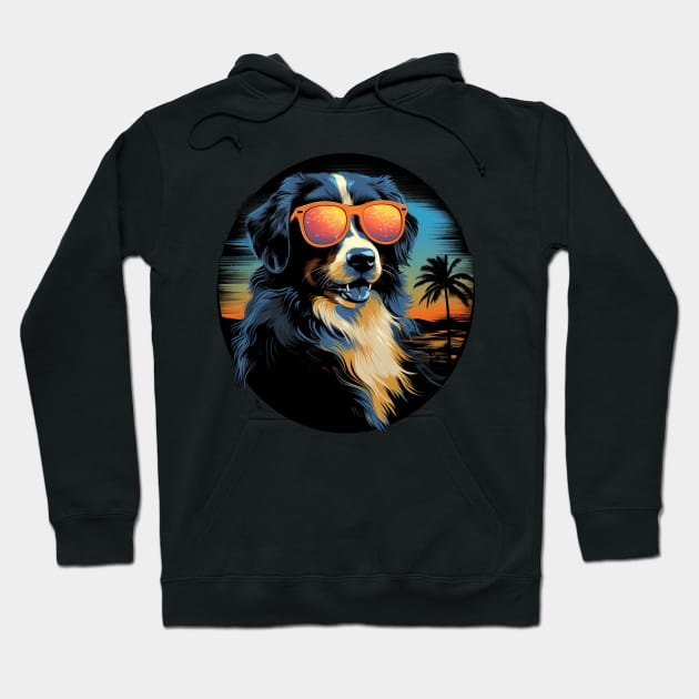 Retro Wave Australian Shepherd Dog Shirt Hoodie by Miami Neon Designs